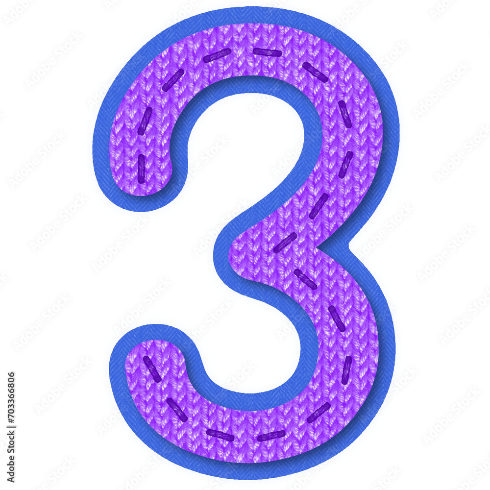 Fabric Alphabet Letter Number 3