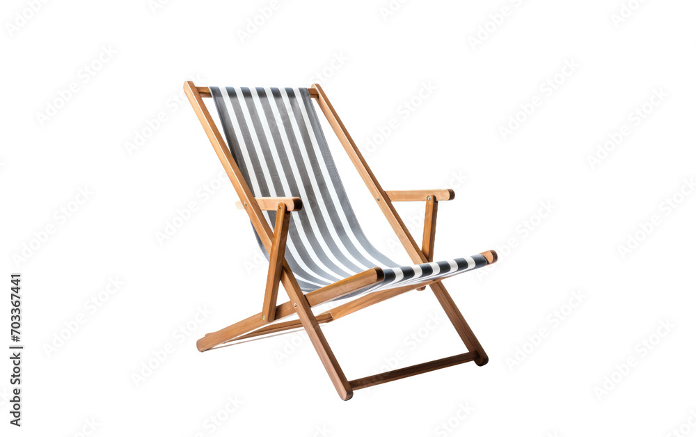 Genuine Photography Showcasing the Serenity of a Deckchair with Shadow on a Pure White Backdrop Isolated on Transparent Background PNG.