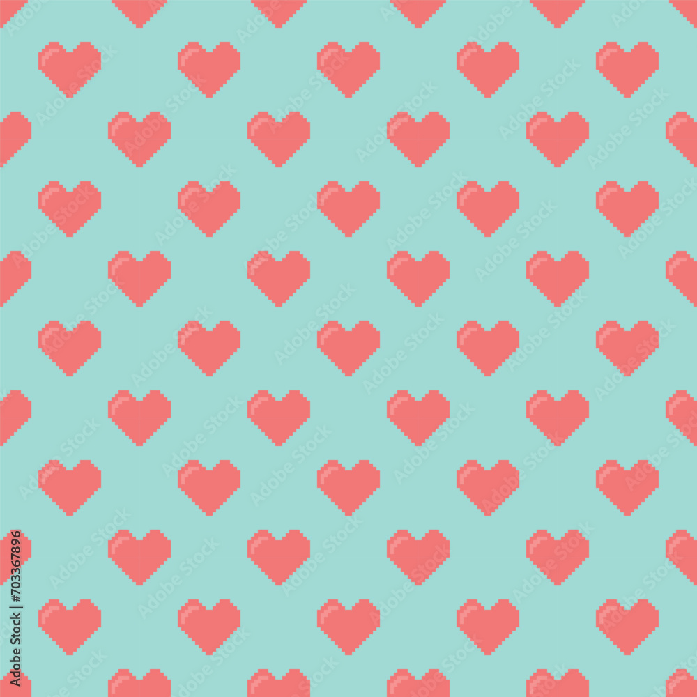 pixel heart shape seamless pattern, heart background