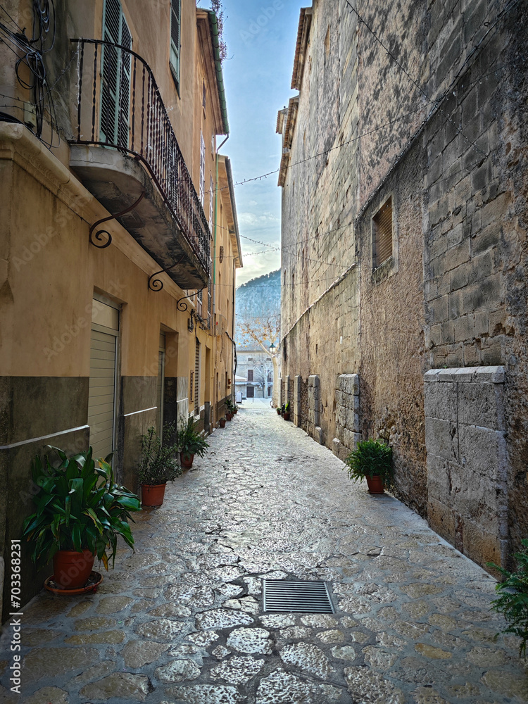 typical street of the town of pollenca