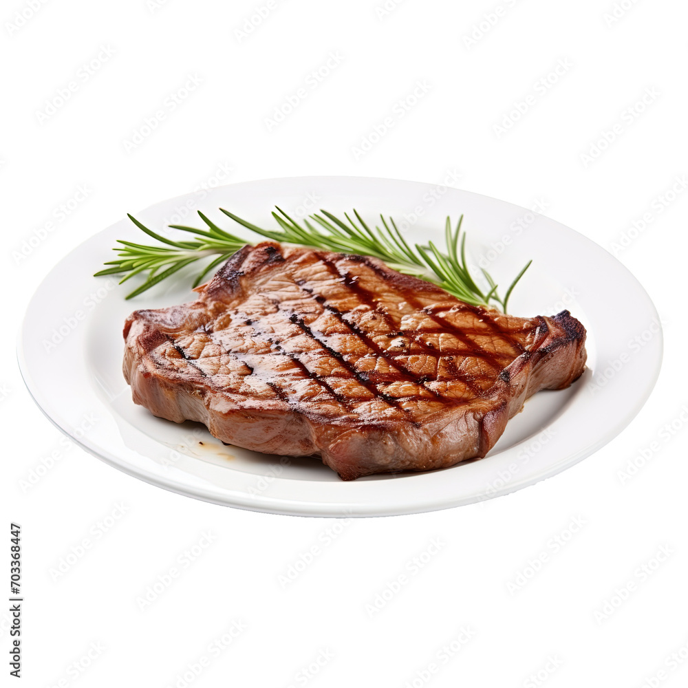 Delicious grilled beef steak with vegetables with plate Delicious grilled beef steak with vegetables with plate