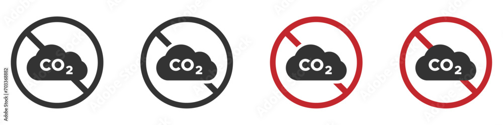 No CO2 vector icons. CO2 prohibition vector signs set No CO2 vector icons. CO2 prohibition vector signs set