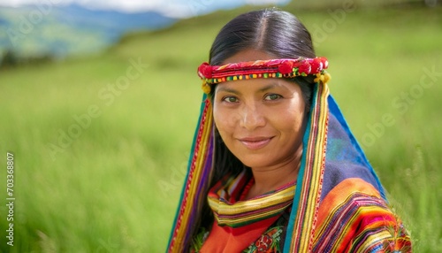 Peruvian Woman Close-up Portrait Shot