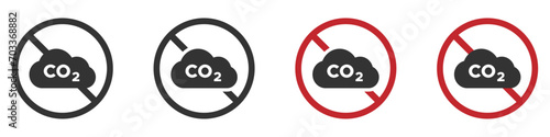 No CO2 vector icons. CO2 prohibition vector signs set photo