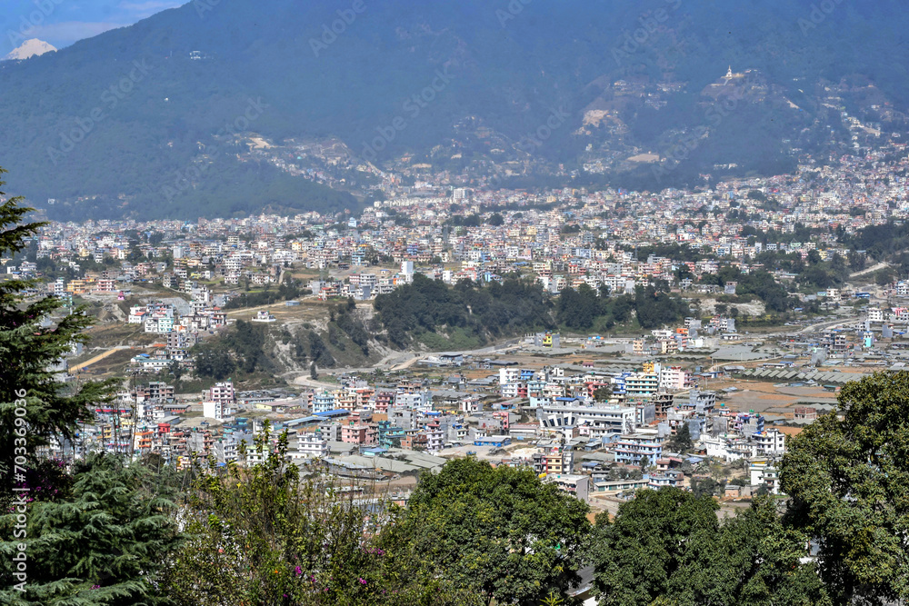 View of a Kathmandu neighborhood from a hill