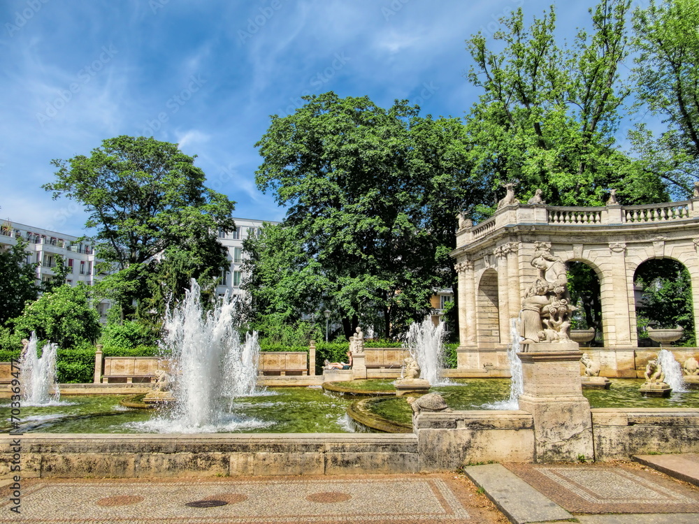 berlin, germany - alter märchenbrunnen im stadtpark friedrichshain