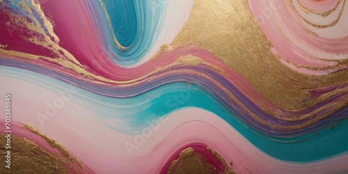 Pink and blue gradient shades swirled waves. Gradient colors with golden glitter.