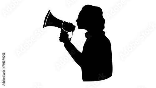 Young European beautiful woman with megaphone
