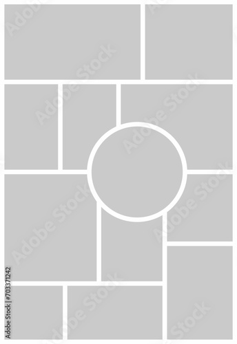 Pictures or photos frame collage. comics page grid layout abstract photo frames and digital photo wall template