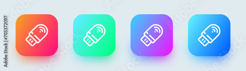 Usb modem line icon in square gradient colors. Network signs vector illustration.