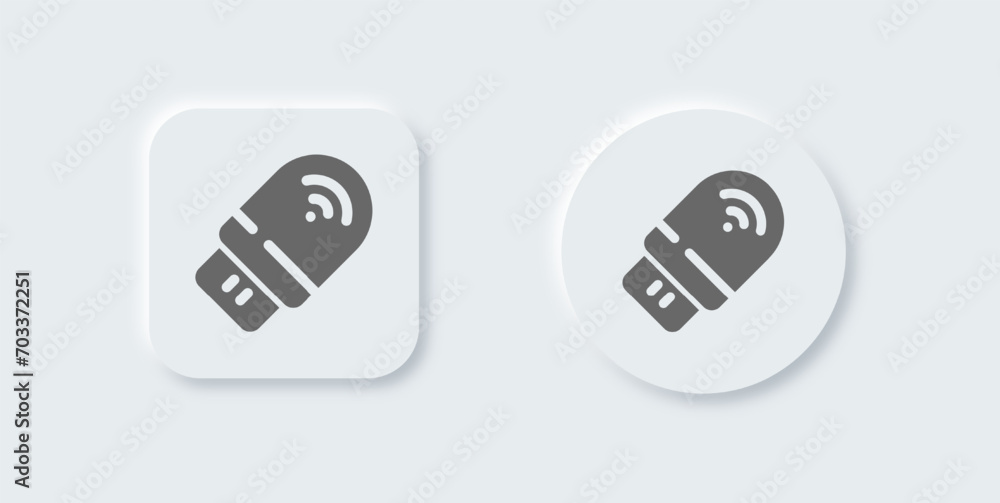 Usb modem solid icon in neomorphic design style. Network signs vector illustration. Usb modem solid icon in neomorphic design style. Network signs vector illustration.