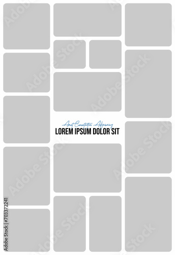 Pictures or photos frame collage. comics page grid layout abstract photo frames and digital photo wall template