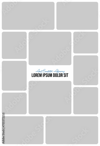 Pictures or photos frame collage. comics page grid layout abstract photo frames and digital photo wall template