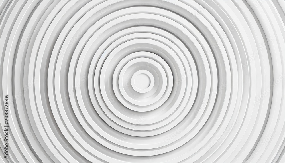 many concentric random offset white rings or circles background wallpaper banner flat lay top view from above