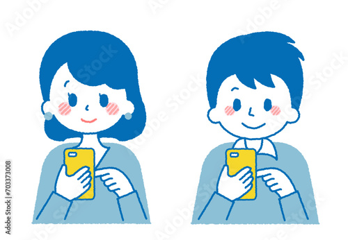 スマホを操作する大人のイラスト。