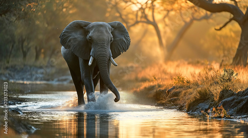 Beautiful photo of a majestic elephant in the wilderness. Ai generated