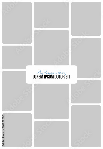 Pictures or photos frame collage. comics page grid layout abstract photo frames and digital photo wall template