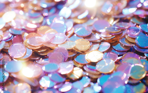 Realistic Photo Highlighting the Beauty of Iridescent Sequins on White Isolated on Transparent Background PNG.