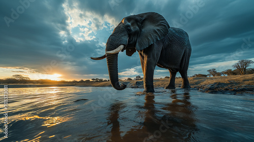 Beautiful photo of a majestic elephant in the wilderness. Ai generated