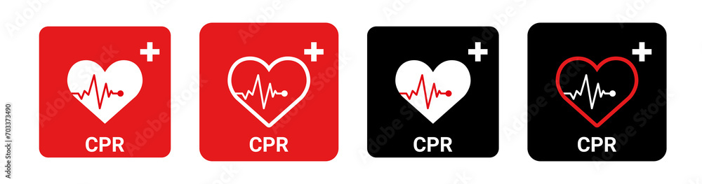 Red and black CPR sign collection transparent background. Red and black CPR sign collection transparent background.