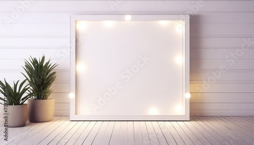 beautiful light background mock up for presentation with decorative white panels and decorate with hidden lighting ai generated