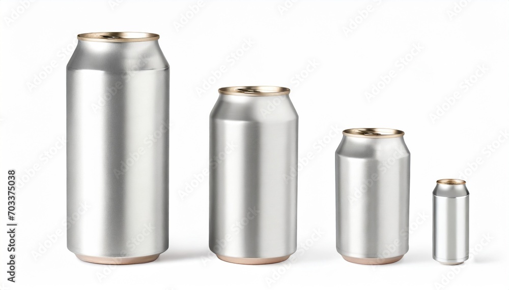 three aluminum can mockup in different sizes 3d rendering three aluminum can mockup in different sizes 3d rendering