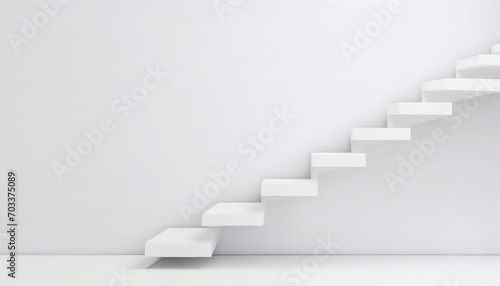 white stairs or steps going up on white wall background business achievement or career goal concept