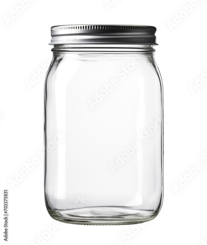 Glass mason jar isolated on transparent background. PNG file, cut out