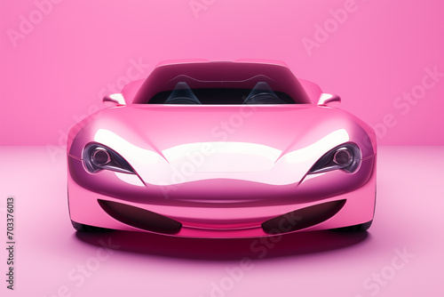 Pink sports car on a pink background