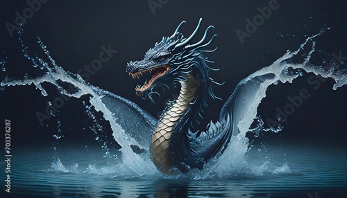 dark dragon water splash photo