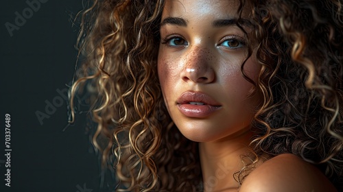 Stunning European Female Model Curly Hairstyle, Background HD For Designer