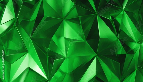 3d render abstract green crystal background faceted texture emerald gem macro panorama wide panoramic polygonal wallpaper