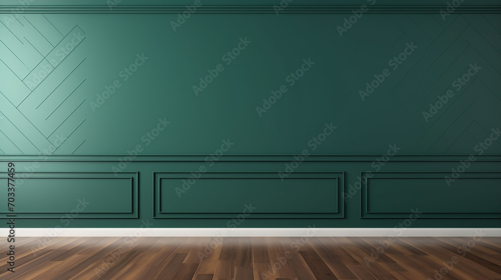 dark green blank wall in house baseboard on wooden parquet dark green blank wall in house baseboard on wooden parquet