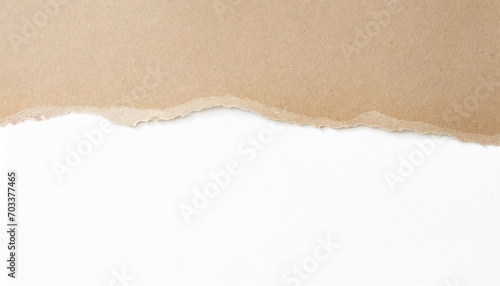 torn a half sheet of white paper from the top recycled brown paper white copy space for text suitable for marketing purposes