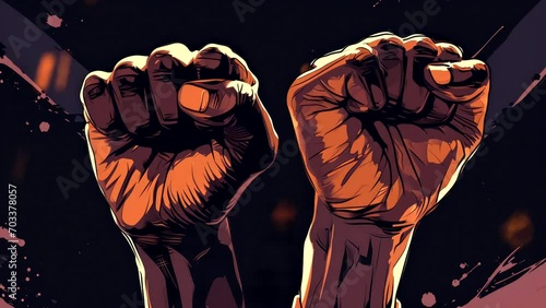 black hand clenched in Black History Month concept video animation looping stock photo