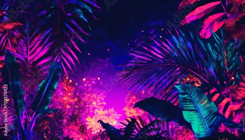 night tropical jungle background atmospheric colorful rainforest ai © Debbie