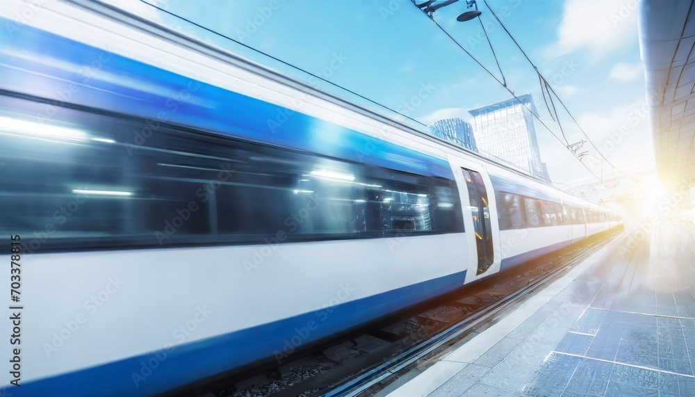 futuristic electric subway train driving in the city ultra high definition imagery