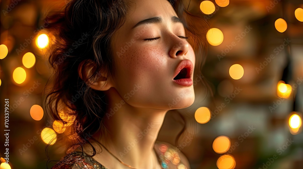 Young Chinese Traveler Woman Yawning Showing, Background HD For Designer