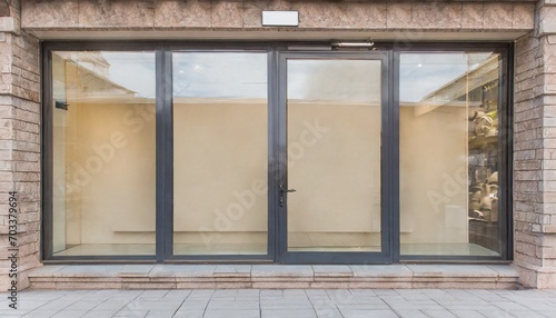 shopfront with large windows showcase with place for name