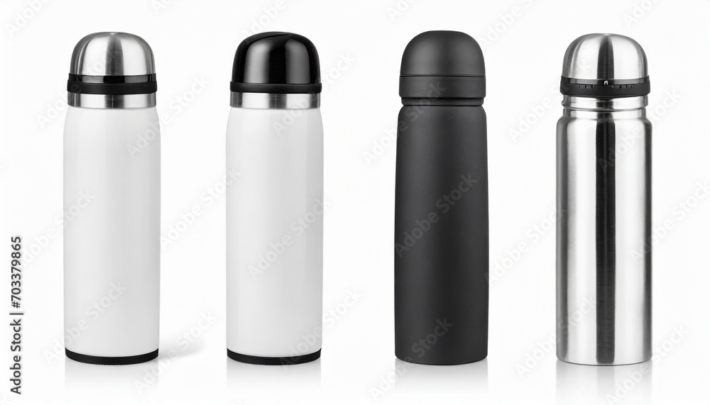 blank white and black travel thermos mockup isolated on white blank white and black travel thermos mockup isolated on white
