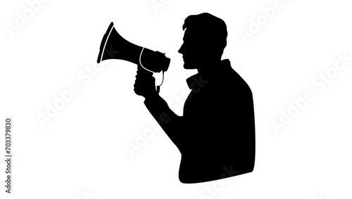 Young European handsome man with megaphone
