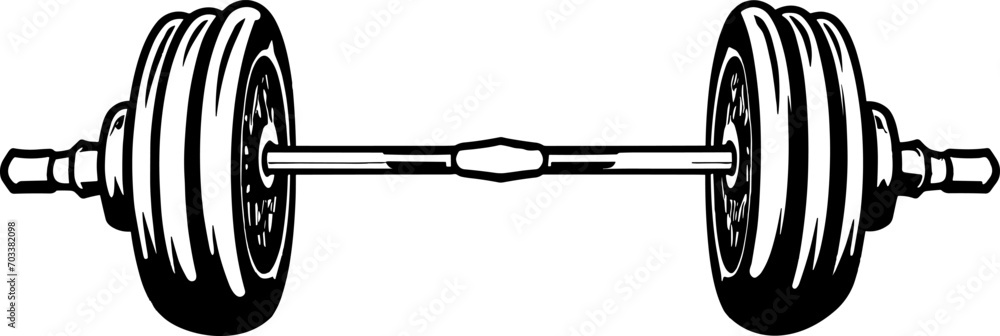 silhouette barbell on a white background, vector illustration. AI generated illustration. silhouette barbell on a white background, vector illustration. AI generated illustration.