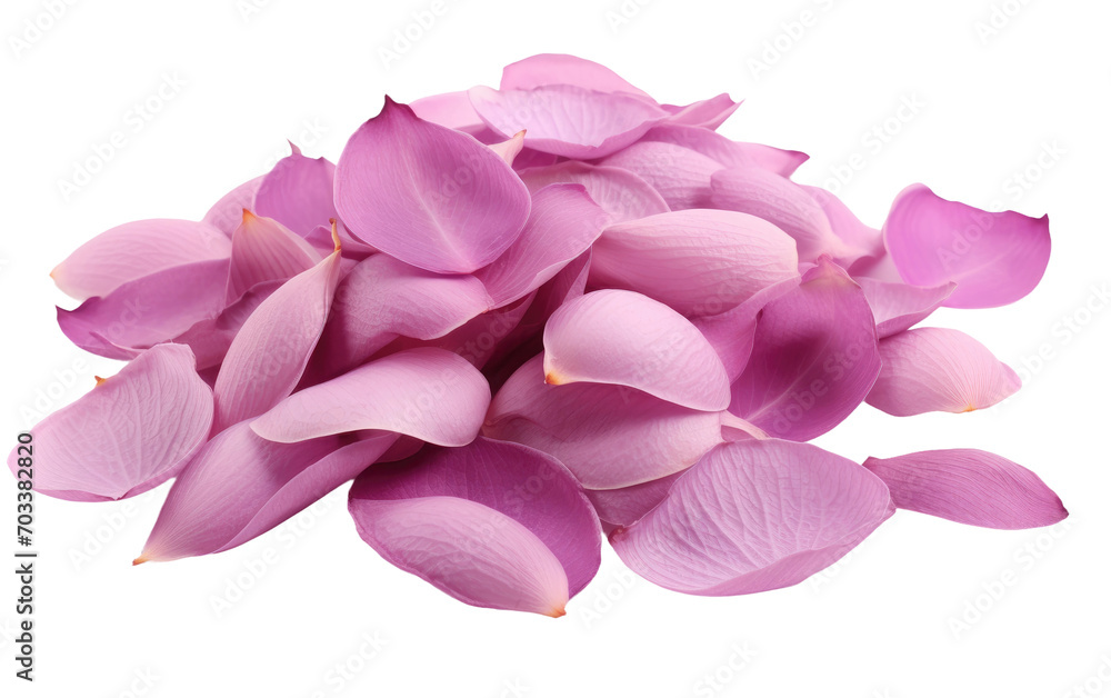 A Genuine Snapshot Displaying the Grace of Purple Lotus Petals on White Canvas Isolated on Transparent Background.