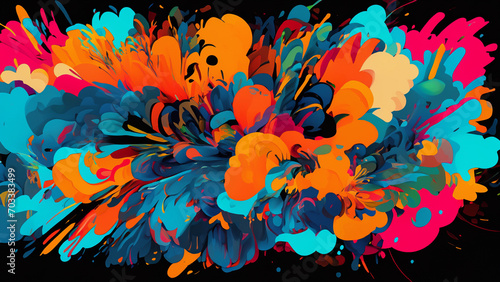 4K, wallpaper with colorful paint splatter pattern © Igor