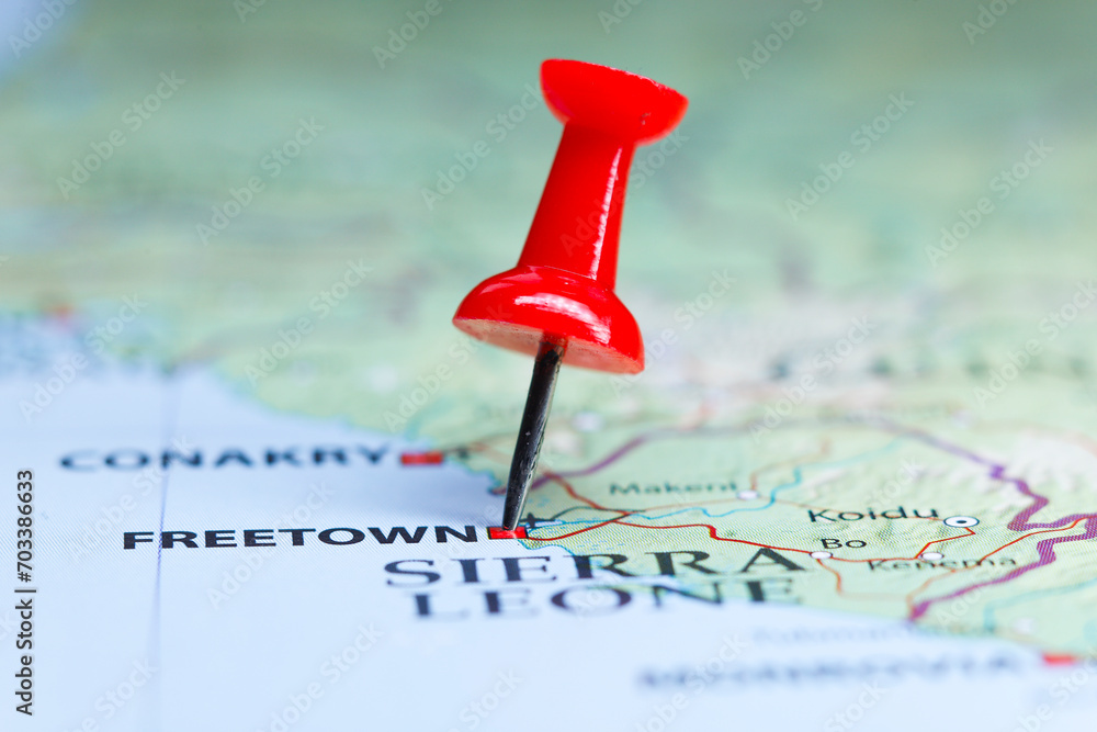 Freetown, Sierra Leona pin on map Freetown, Sierra Leona pin on map