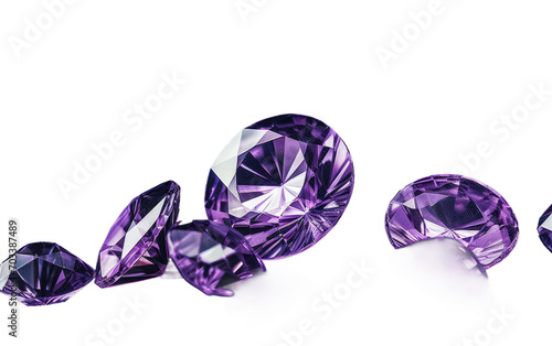 Authentic Small Purple Diamonds in Detail Isolated on Transparent Background PNG.