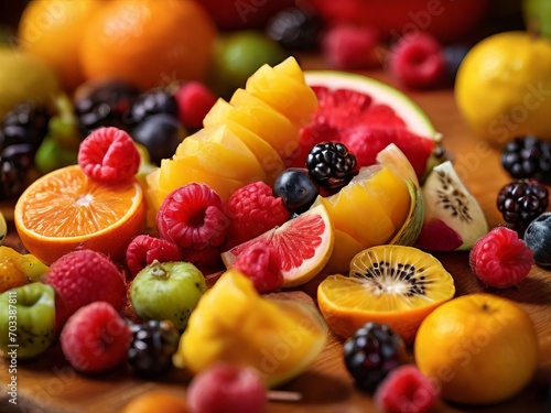 Fruit Harmony: Beautiful macro photography of perfectly arranged cut fruits © Aleksandr