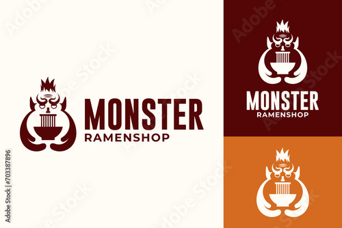 Monster Ramen Black Monogram Flat Logo Design
​ photo