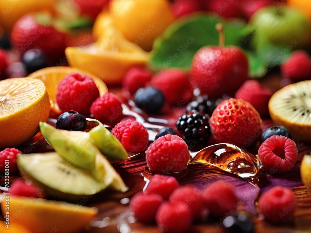 Surprising combination: macro photography of perfectly arranged and cut fruits Surprising combination: macro photography of perfectly arranged and cut fruits