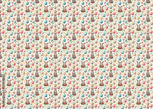 Eggventure Trails: Rabbit Royalty Leading the Easter Treasure Hunt, Seamless Pattern for Easter